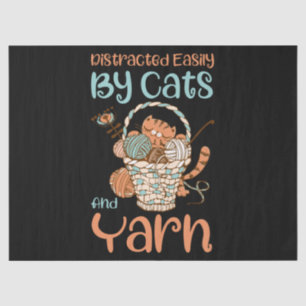 Easily Distracted By Cats And Yarn Knitting Yarn Tissue Paper