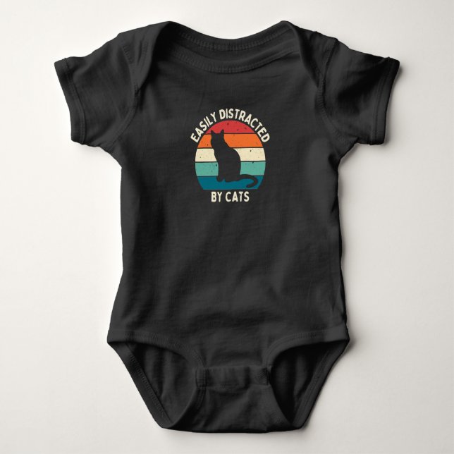Easily Distracted By Cats Baby Bodysuit (Front)