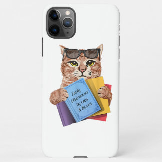Easily Distracted By Cats _ Books Cat Book Cute iPhone 11Pro Max Case