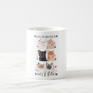 Easily Distracted By Cats & Books Coffee Mug