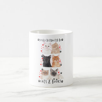 Easily Distracted By Cats & Books Coffee Mug