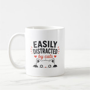 Easily Distracted by Cats Cute Minimal Cat Lover  Coffee Mug