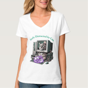 Easily Distracted by Cats Funny Cat Lover T-Shirt