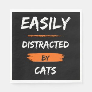 easily distracted by cats napkin