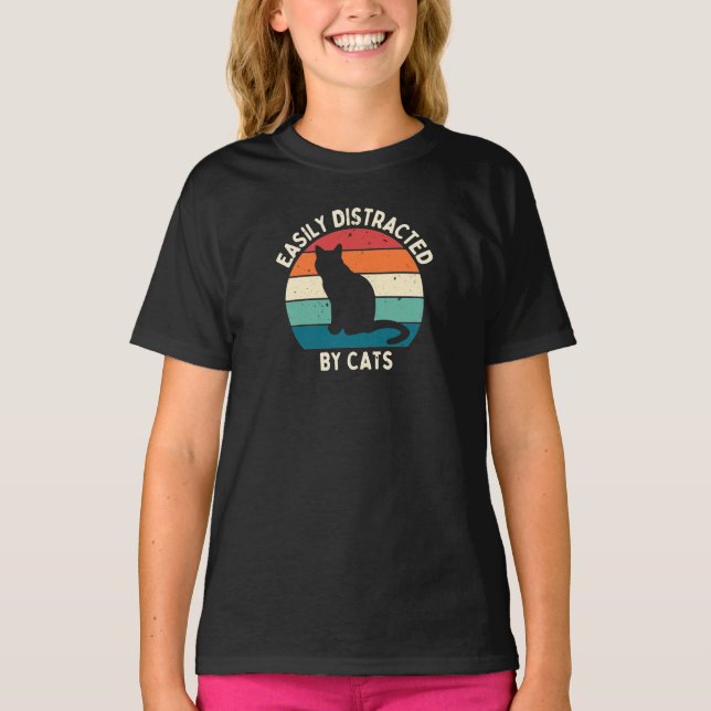 Easily Distracted By Cats T-Shirt (Front)