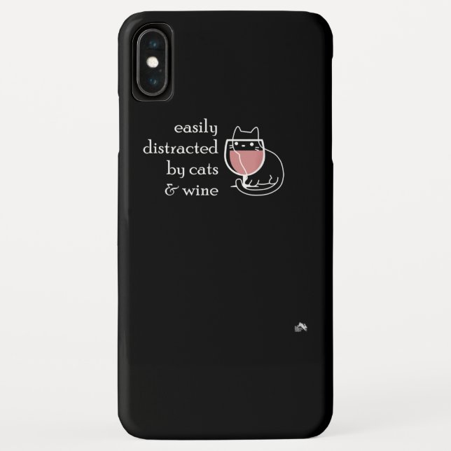 Easily Distracted by Cats & Wine | Funny Cat Lover Case-Mate iPhone Case (Back)