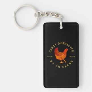 Easily Distracted by Chicken Farm Animal Hen Key Ring