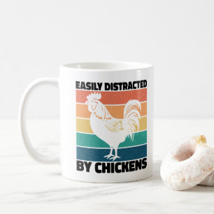 Easily Distracted By Chickens Cool Rooster Lovers Coffee Mug