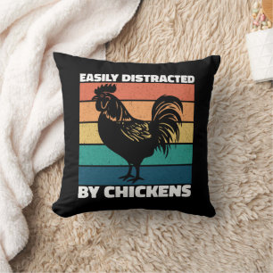 Easily Distracted By Chickens Farming Lovers Funny Cushion