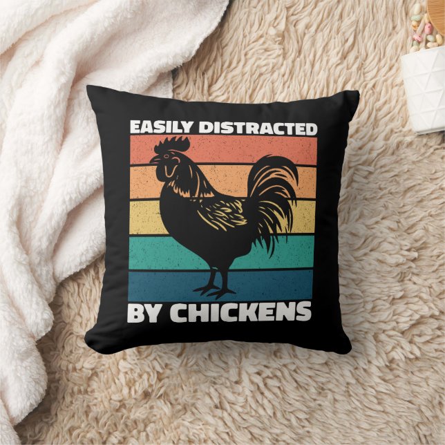 Easily Distracted By Chickens Farming Lovers Funny Cushion (Blanket)