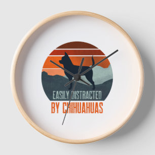 Easily Distracted By Chihuahuas Dog Walking Clock