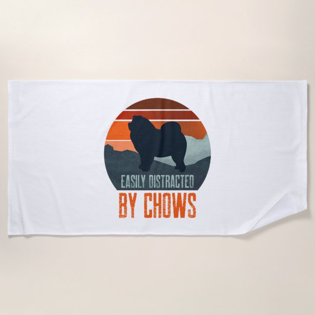 Easily Distracted By Chows Dog Walking Beach Towel (Front)