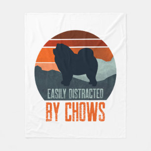 Easily Distracted By Chows Dog Walking Fleece Blanket