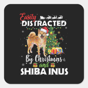 Easily distracted by christmas shiba inu dog gift square sticker