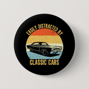 Easily Distracted By Classic Cars 6 Cm Round Badge