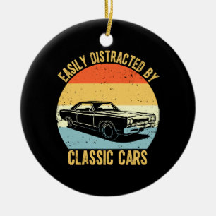 Easily Distracted By Classic Cars Ceramic Tree Decoration