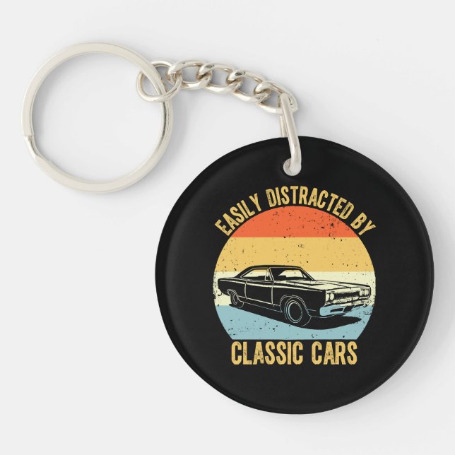 Easily Distracted By Classic Cars Key Ring (Front)