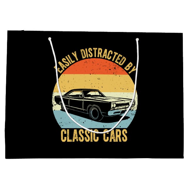Easily Distracted By Classic Cars Large Gift Bag (Back)