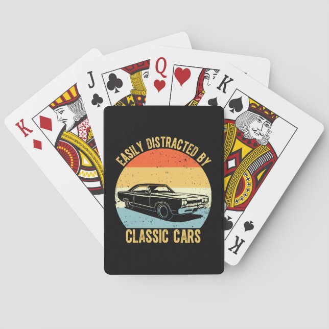 Easily Distracted By Classic Cars Playing Cards (Back)