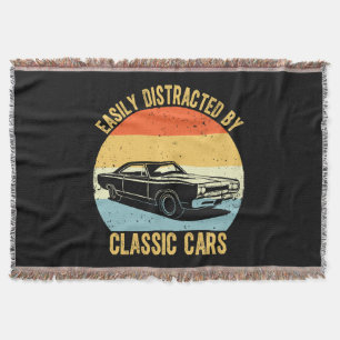Easily Distracted By Classic Cars Throw Blanket