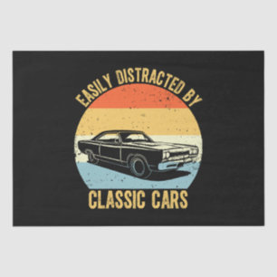 Easily Distracted By Classic Cars Tissue Paper
