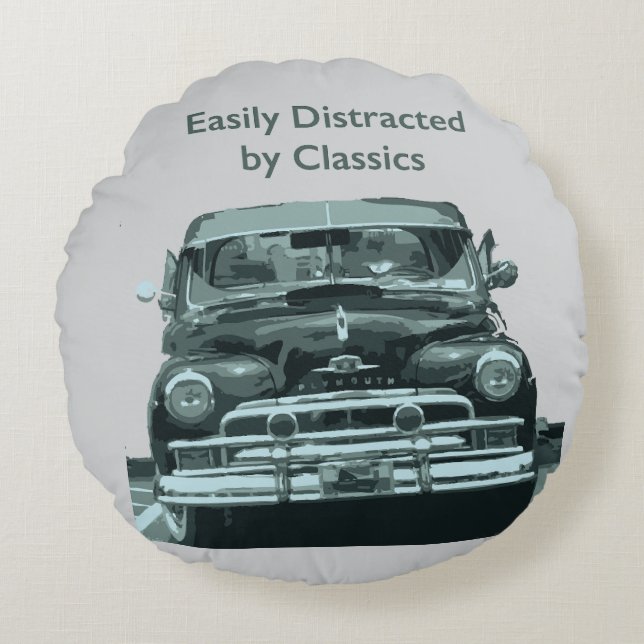Easily Distracted by Classics Round Cushion (Front)