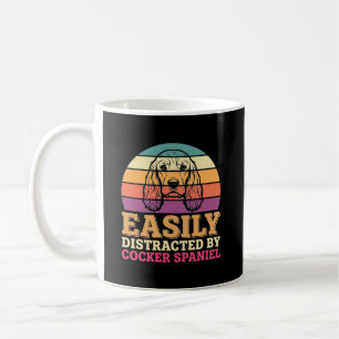 Easily Distracted By Cocker Spaniel Retro Dog Coffee Mug