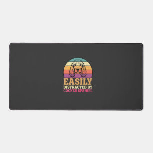 Easily Distracted By Cocker Spaniel Retro Dog Desk Mat