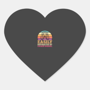 Easily Distracted By Cocker Spaniel Retro Dog Heart Sticker