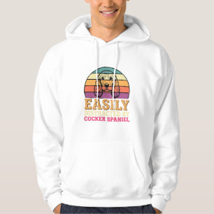 Easily Distracted By Cocker Spaniel Retro Dog Hoodie