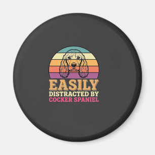 Easily Distracted By Cocker Spaniel Retro Dog Magnet