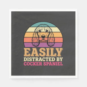 Easily Distracted By Cocker Spaniel Retro Dog Napkin
