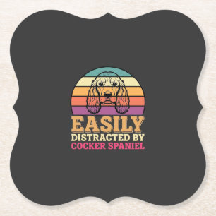 Easily Distracted By Cocker Spaniel Retro Dog Paper Coaster