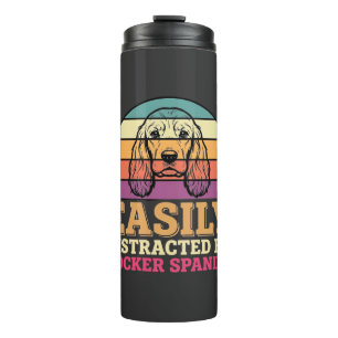 Easily Distracted By Cocker Spaniel Retro Dog Thermal Tumbler