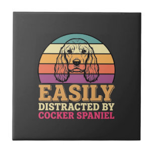 Easily Distracted By Cocker Spaniel Retro Dog Tile