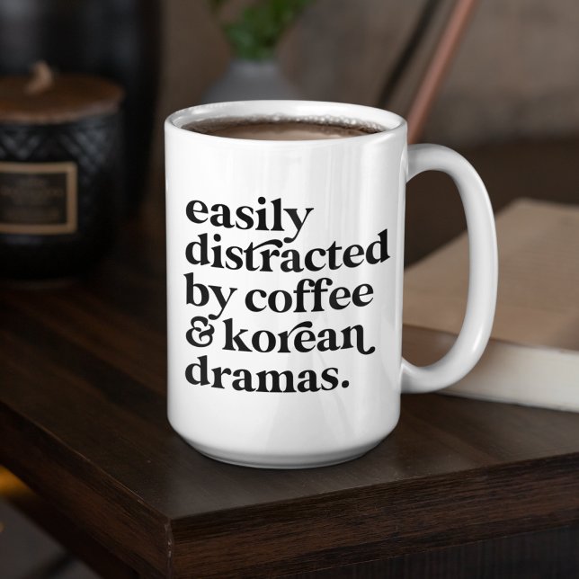 Easily Distracted by Coffee & Korean Dramas Custom Two-Tone Coffee Mug (Creator Uploaded)
