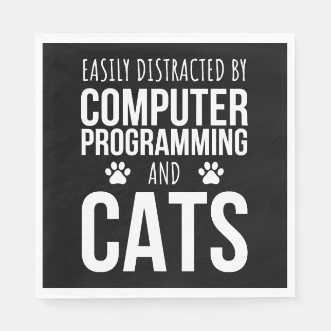 Easily Distracted By Computer Programming And Cats Napkin (Front)