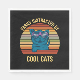 Easily Distracted By Cool Cats Napkin