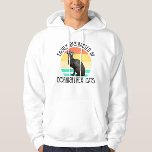 Easily Distracted By Cornish Rex Cats Hoodie