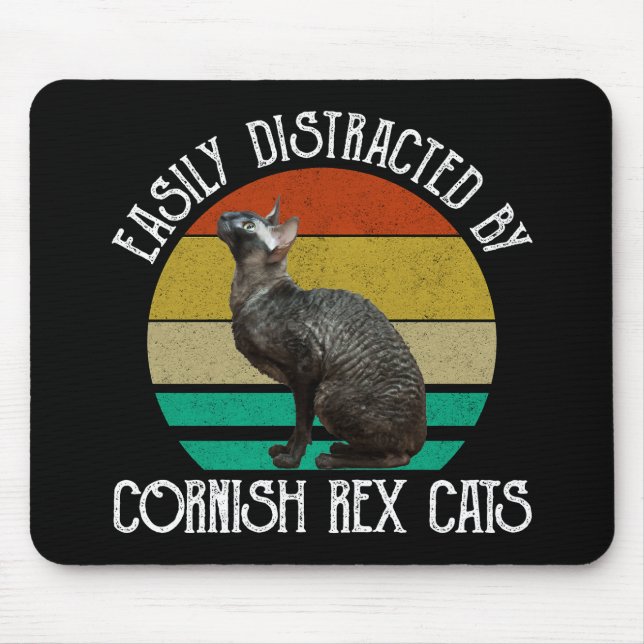 Easily Distracted By Cornish Rex Cats Mouse Mat (Front)