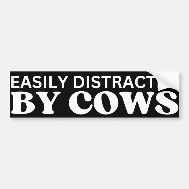  Easily Distracted By Cows  Bumper Sticker (Front)