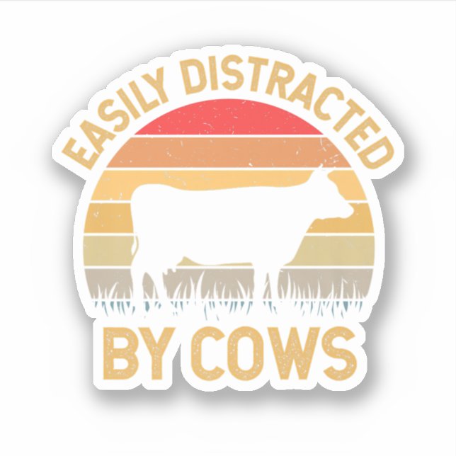 Easily Distracted By Cows Farming Fan. Perfect des (Front)