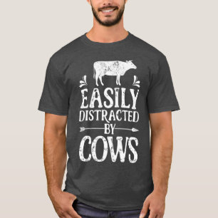 Easily Distracted By Cows Funny Cow Farmer Women T-Shirt