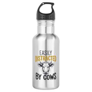 Easily Distracted By Cows Funny Cow Lover Shirt_1 532 Ml Water Bottle