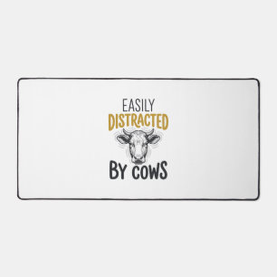 Easily Distracted By Cows Funny Cow Lover Shirt_1 Desk Mat