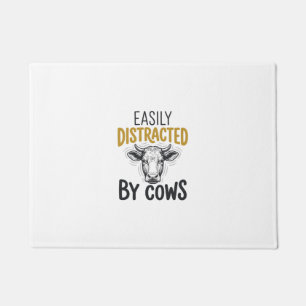 Easily Distracted By Cows Funny Cow Lover Shirt_1 Doormat