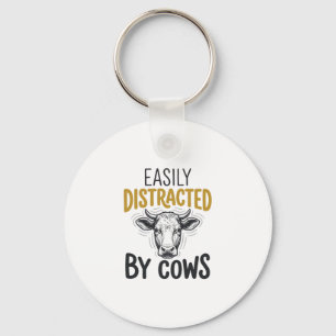Easily Distracted By Cows Funny Cow Lover Shirt_1 Key Ring
