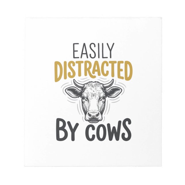 Easily Distracted By Cows Funny Cow Lover Shirt_1 Notepad (Front)