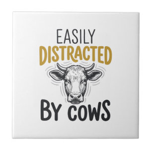 Easily Distracted By Cows Funny Cow Lover Shirt_1 Tile