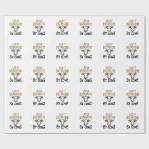 Easily Distracted By Cows Funny Cow Lover Shirt_1 Wrapping Paper